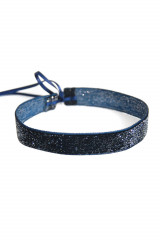 Mondin STARRY VELVET NIGHT BLUE - Samt-Glitter-Halsband, Blau, ArtikelNr M037