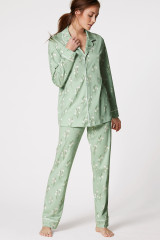 Calida Pyjama lang, durchgeknöpft, Grün, ArtikelNr 42551