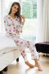 Hutschreuther Fashion 2021 Pyjama lang Blumenprint, Spitze