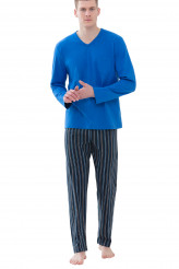 Mey Herrenwäsche Serie Mynight Pyjama lang Unregular Stripes